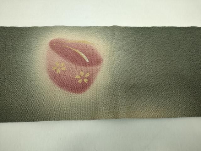 平和屋着物○九寸名古屋帯 舞桜 ぽっくり下駄 鬼しぼ縮緬 金彩 ゑり善