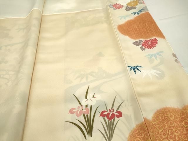平和屋着物○訪問着 駒刺繍 流水牡丹文 金彩 正絹 逸品 DABE4029az