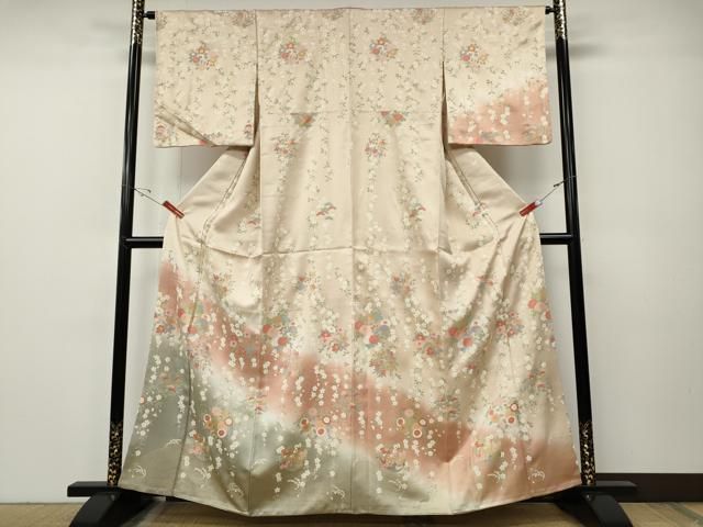 平和屋着物●訪問着　立波花丸文　暈し染め　金彩　正絹　逸品　CABE7119ut 平和屋着物○訪問着 立波花丸文 暈し染め 金彩 正絹 逸品 CABE7119ut