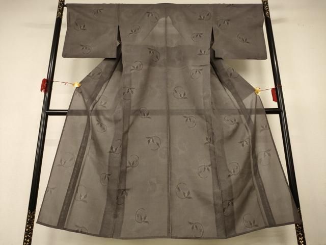 平和屋着物＊夏物 本場大島紬 夏大島 枝葉丸文 正絹 逸品 AABH6413jd