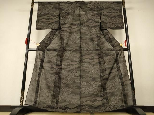 平和屋着物＊夏物　本場大島紬　夏大島　風景文　正絹　逸品　AABH6425jd 平和屋着物＊夏物 本場大島紬 夏大島 風景文 正絹 逸品 AABH6425jd