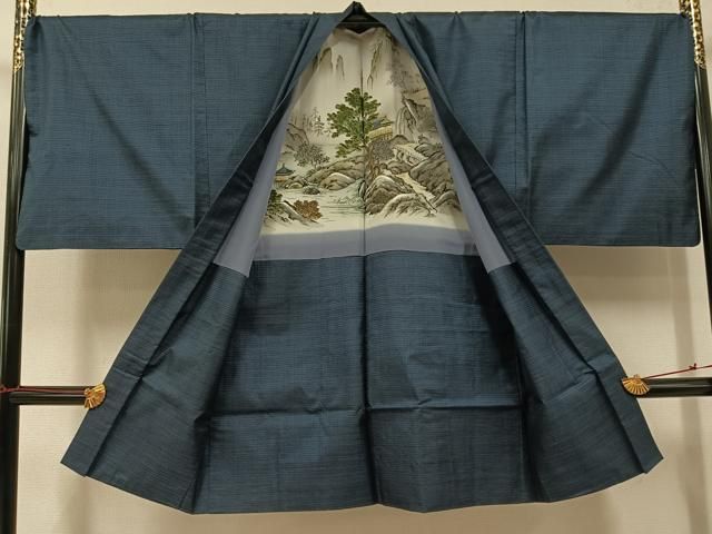 平和屋着物○男性 本場大島紬 アンサンブル 100亀甲 手織 総詰め 恵純