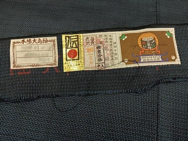 平和屋着物○男性 本場大島紬 アンサンブル 100亀甲 手織 総詰め 恵純