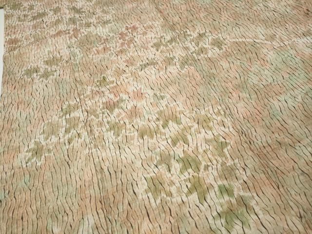 平和屋着物●訪問着　紬地　杢目絞り　枝葉文　三越扱い　正絹　逸品　CABE7146ut 平和屋着物○訪問着 紬地 杢目絞り 枝葉文 三越扱い 正絹 逸品