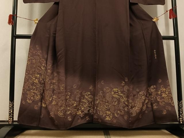 平和屋着物●色留訪問着　作家物　寿光織　初音の調度　暈し染め　金糸　正絹　逸品　AABH5382ph 平和屋着物○色留訪問着 作家物 寿光織 初音の調度 暈し染め 金糸 正絹