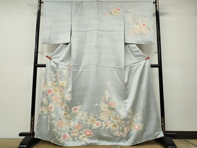 平和屋着物●訪問着　駒刺繍　草花尽くし　金彩　正絹　逸品　CABE7158ut 平和屋着物○訪問着 駒刺繍 草花尽くし 金彩 正絹 逸品 CABE7158ut