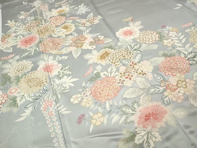 平和屋着物●訪問着　駒刺繍　草花尽くし　金彩　正絹　逸品　CABE7158ut 平和屋着物○訪問着 駒刺繍 風景草花文 金彩 正絹 逸品 CABD0140ut