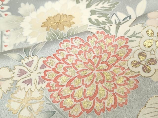 平和屋着物●訪問着　駒刺繍　草花尽くし　金彩　正絹　逸品　CABE7158ut 平和屋着物○訪問着 駒刺繍 草花尽くし 金彩 正絹 逸品 CABE7158ut