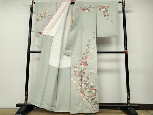 平和屋着物●訪問着　友禅　作家物　草花文　暈し染め　正絹　逸品　CABE7182ut 平和屋着物○訪問着 友禅 作家物 草花文 暈し染め 正絹 逸品