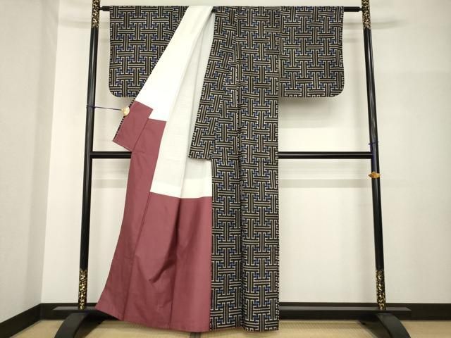 平和屋着物○本場大島紬 龍郷絣 秋名バラ アンサンブル 正絹 逸品
