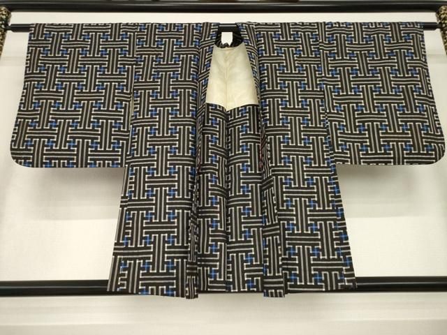 平和屋着物●本場大島紬　龍郷絣　秋名バラ　アンサンブル　正絹　逸品　AABH7052ck 平和屋着物○本場大島紬 龍郷絣 秋名バラ アンサンブル 正絹 逸品
