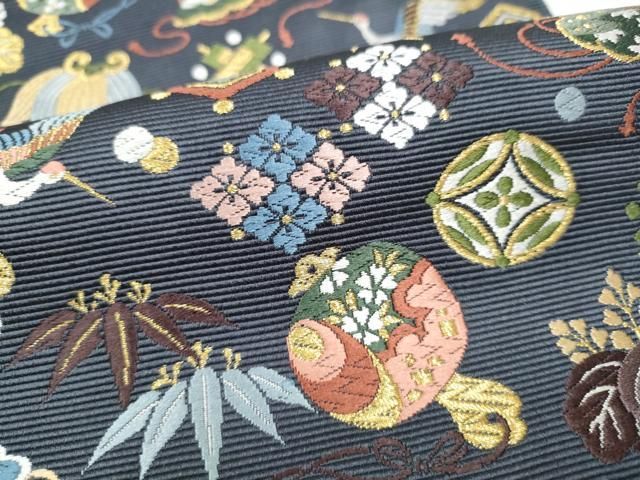 平和屋着物●西陣の老舗　1782年創業　山下織物　六通柄袋帯　唐織　招福宝尽くし　金糸　正絹　逸品　CABF5216hy 平和屋着物○西陣の老舗 1782年創業 山下織物 六通柄袋帯 唐織 招福