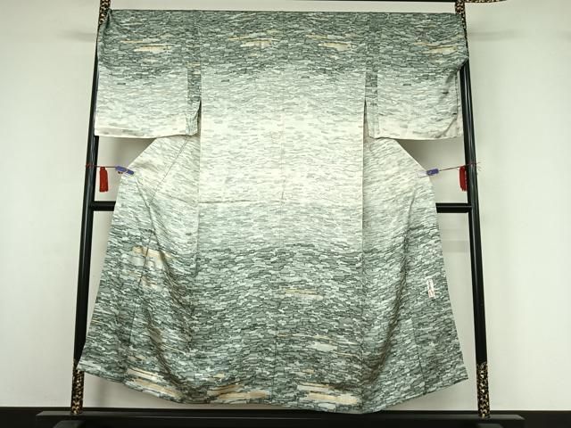 平和屋着物▽男性　訪問着　単衣　作家物　霞文　暈し染め　金銀彩　キングサイズ　正絹　逸品　AABI4672jh