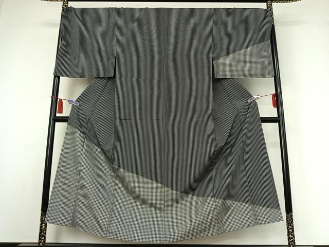平和屋着物▽訪問着　単衣　作家物　横段文　正絹　逸品　AABH2244jh 平和屋着物▽男性 訪問着 単衣 紬地 格子 キングサイズ 正絹 逸品