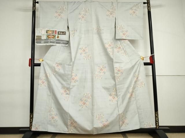 平和屋着物▽都喜ヱ門　本場大島紬　単衣　白大島　9マルキ　伊万里の詩　藤絹織物謹製　証紙付き　正絹　逸品　未使用　AABI6146cs 平和屋着物▽都喜ヱ門 本場大島紬 単衣 白大島 9マルキ 伊万里の詩 藤