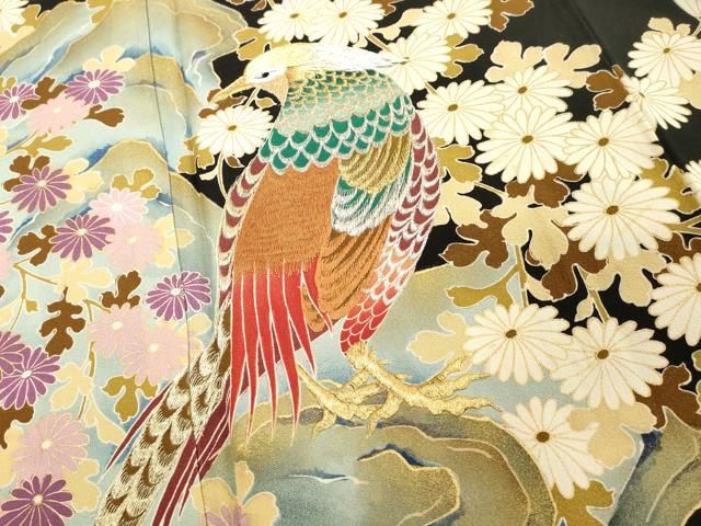 平和屋着物▽豪華色留袖　単衣　唐獅子　暈し染め　金彩　正絹　逸品　AAAW7587fy 平和屋着物□豪華黒留袖 刺繍 花鳥文 金彩 正絹 逸品 DABE7536cd