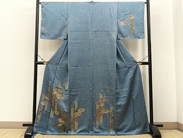 平和屋着物□訪問着 駒刺繍 地紙有職花文 たたき染め 金彩 正絹 逸品