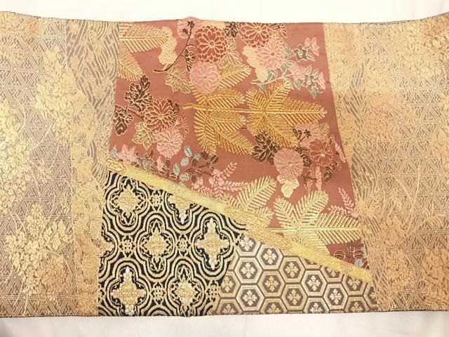 平和屋着物◎佐賀錦　太鼓柄袋帯　唐織　吉祥花文　金銀糸　正絹　逸品　AABI0849yx 平和屋着物◎佐賀錦 太鼓柄袋帯 唐織 吉祥花文 金銀糸 正絹 逸品