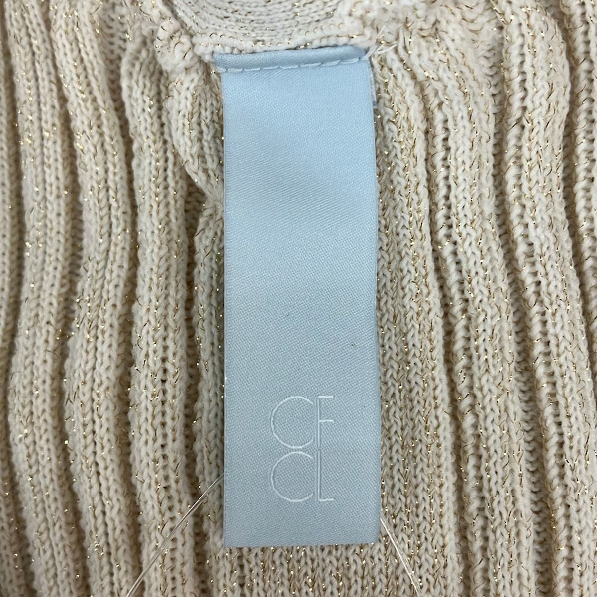 CFCL(シーエフシーエル) カーディガン サイズ1 S レディース美品  - ベージュ×ゴールド 長袖/ラメ CFCL(シーエフシーエル) カーディガン サイズ1 S レディース美品