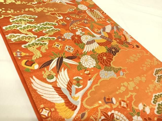 平和屋着物◎六通柄袋帯　唐織　飛鶴花宝尽くし　金糸　正絹　逸品　AABI0851yx 楽天市場】平和屋着物◎六通柄袋帯 唐織 飛鶴宝尽くし花文 金銀糸 正絹