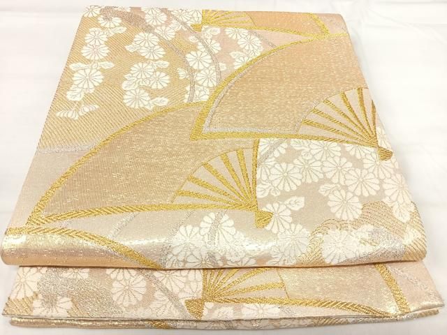 平和屋着物◎六通柄袋帯 扇面花文 金銀糸 AABI0852yx - メルカリ