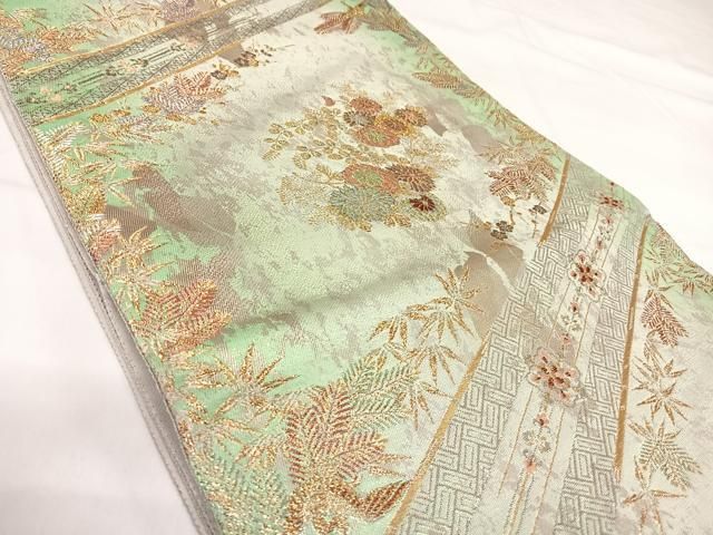 平和屋着物◎六通柄袋帯　草花文　金銀糸　正絹　逸品　AABI0856yx 平和屋着物◎佐賀錦 六通柄袋帯 鳳凰花文 金銀糸 正絹 逸品 AABI1036yx