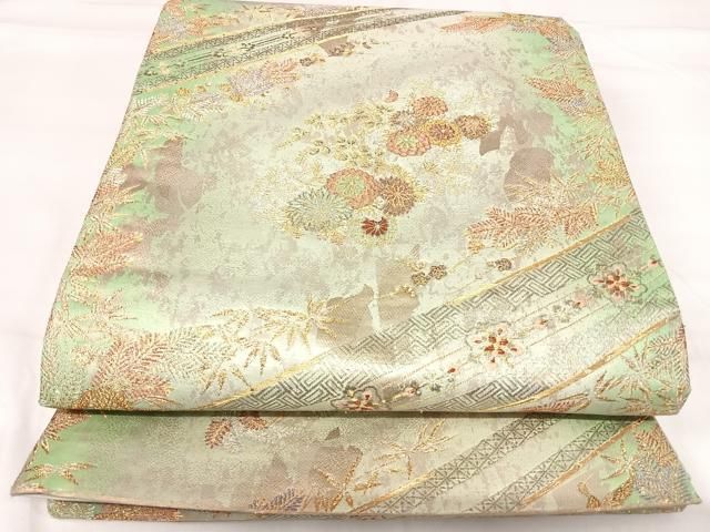 平和屋着物◎六通柄袋帯　草花文　金銀糸　正絹　逸品　AABI0856yx 平和屋着物◎六通柄袋帯 草花文 金銀糸 正絹 逸品 AABI0856yxの通販 by