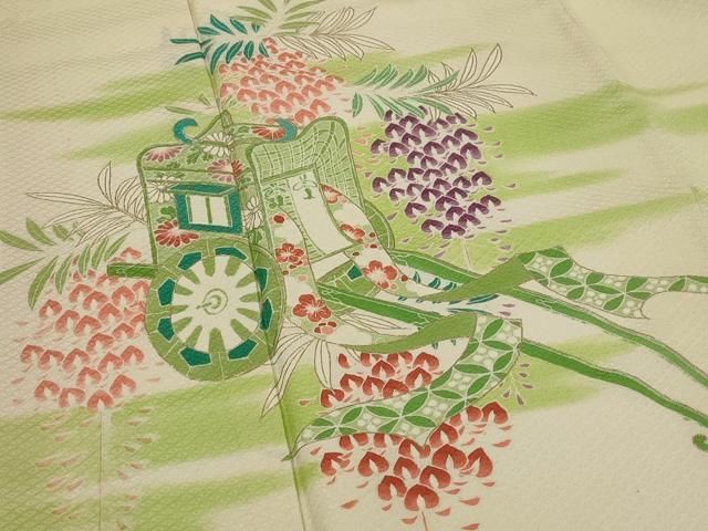 平和屋着物■訪問着　御所車花文　金彩　正絹　逸品　AABI0274st 平和屋着物□訪問着 枝花文 金彩 正絹 逸品 AABI7483br - メルカリ