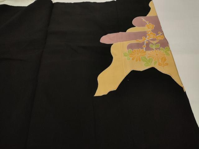 平和屋着物■豪華黒留袖　刺繍　花鳥文　金銀糸　金彩　正絹　逸品　AABI0278st 平和屋着物□豪華黒留袖 刺繍 花鳥文 金銀糸 金彩 正絹 逸品