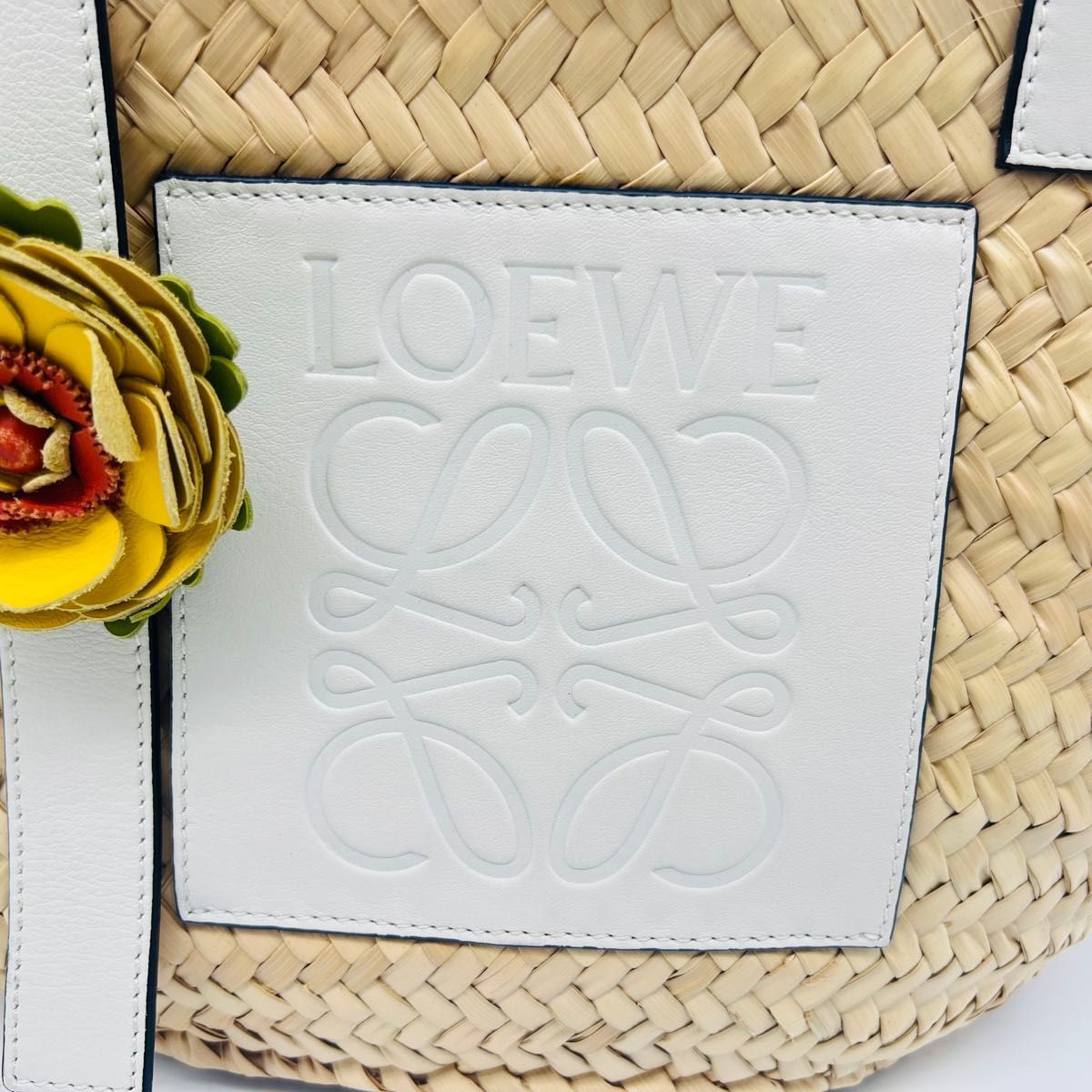 LOEWE ロエベ アナグラム かごバッグ ハンドバッグ ベージュ ホワイト 