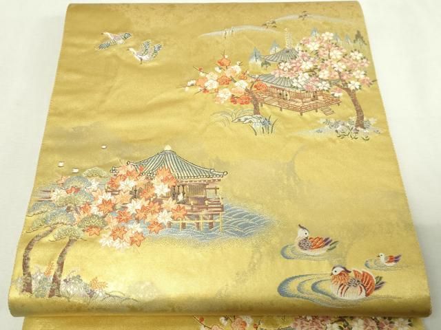 平和屋本店●太鼓柄袋帯　風景文　金泥箔　正絹　逸品　DABE9378sf 平和屋本店○太鼓柄袋帯 風景文 金泥箔 正絹 逸品 DABE9378sf - メルカリ