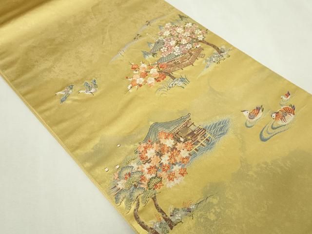 平和屋本店○太鼓柄袋帯 風景文 金泥箔 正絹 逸品 DABE9378sf - メルカリ