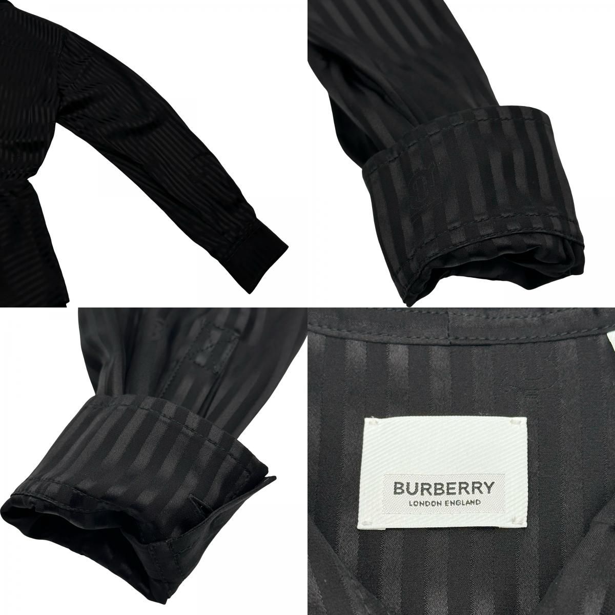 バーバリーロンドン  BURBERRY LONDON ストライプロゴボウタイシルクブラウス 8048857 ブラック シルク レディース ブラウス バーバリーロンドン BURBERRY LONDON ストライプロゴボウタイシルク