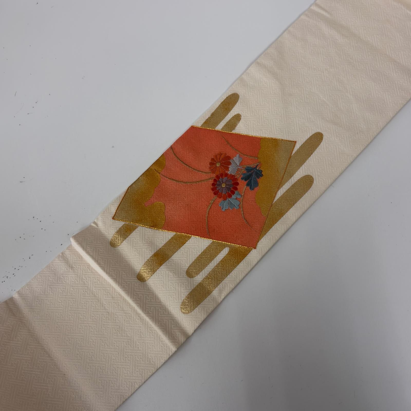 千♡裄丈66cm♪2点セット 四季の花々 正絹 小紋 金駒刺繍 名古屋帯 お得なエブリデイロープライス】 正絹総刺繍九寸名古屋帯 駒刺繍・塩瀬
