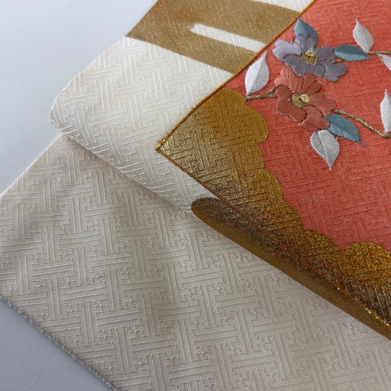 名古屋帯 正絹 金駒刺繍 花の刺繍 九寸 MA-6007 - メルカリ