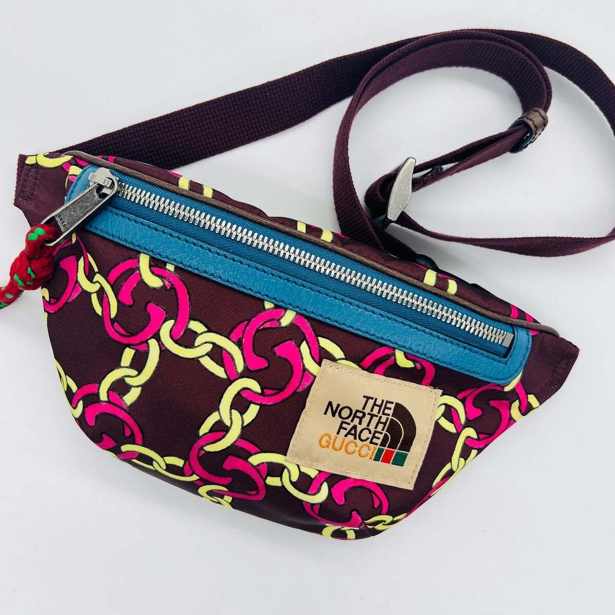 GUCCI×ノースフェイス コラボ 総柄 ボルドー ウエストバッグ ボディ 