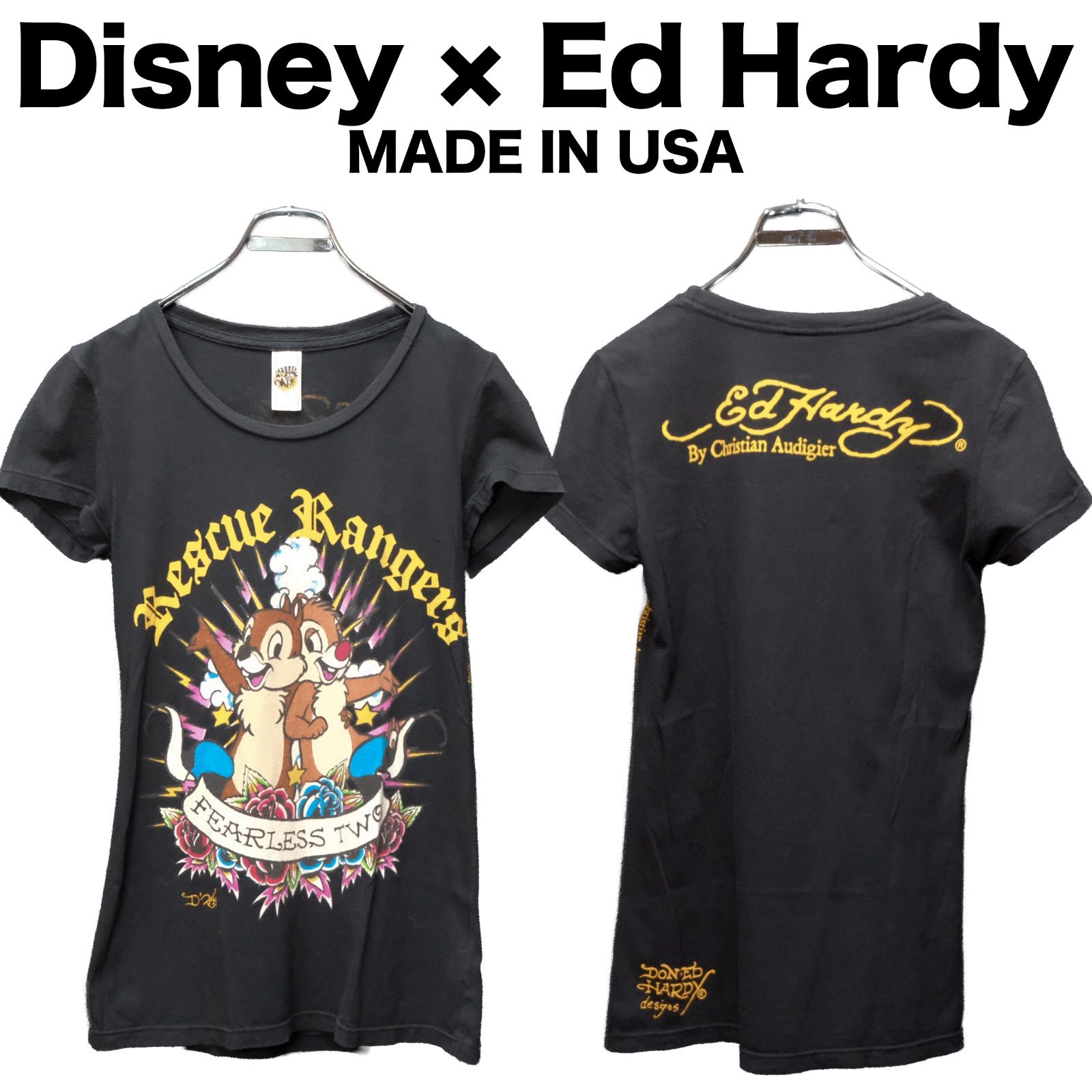 USA製 Disney × Ed Hardy by Christian Audigier チップとデール 半袖T 
