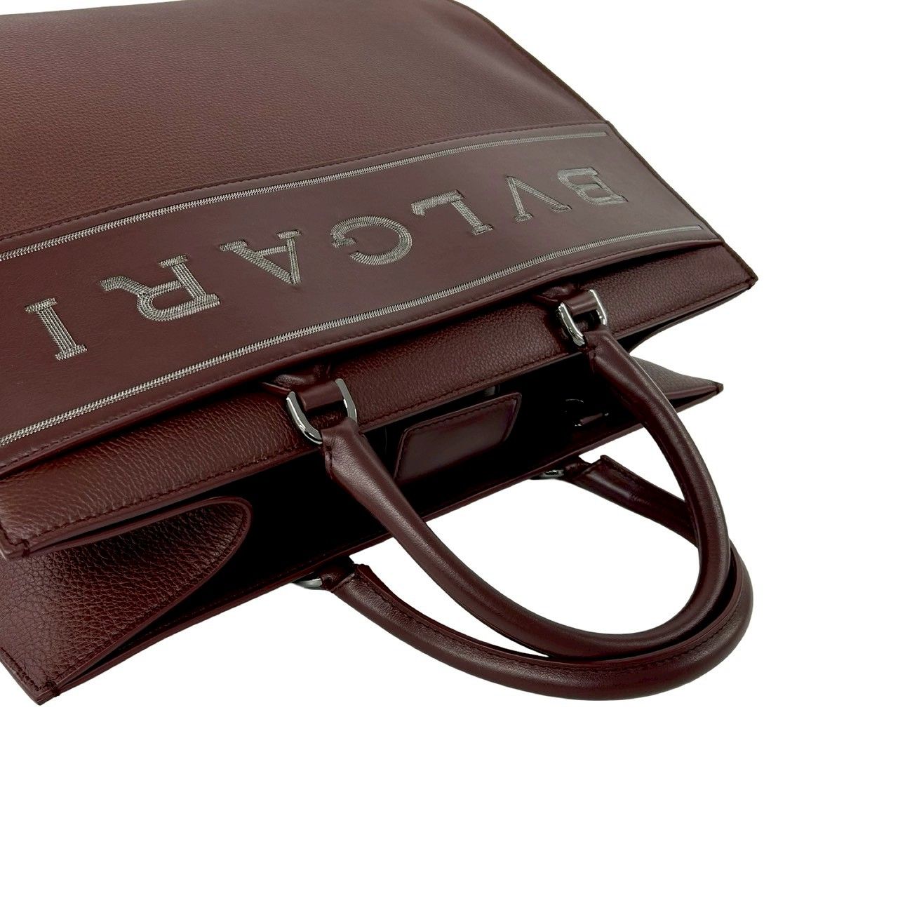 未使用保管品 袋付 BVLGARI ブルガリ ロゴ トートバッグ レザー 本革 2way ハンドバッグ ショルダーバッグ ビジネスバッグ ボルドー 65717 BVLGARI - 未使用保管品 袋付 BVLGARI ブルガリ ロゴ トートバッグ