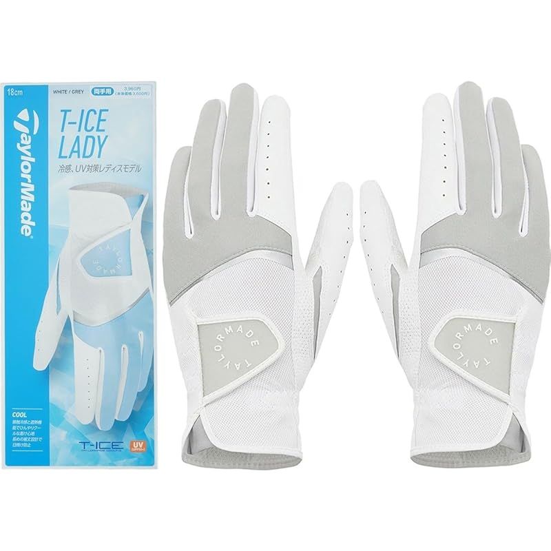【新品】 TAYLORMADE GOLF(テーラーメイドゴルフ) T-ICE レディ 4.0 グローブ ペア ホワイト/グレー サイズ : 19cm レディース ゴルフ用グローブ TL941 26SS 1