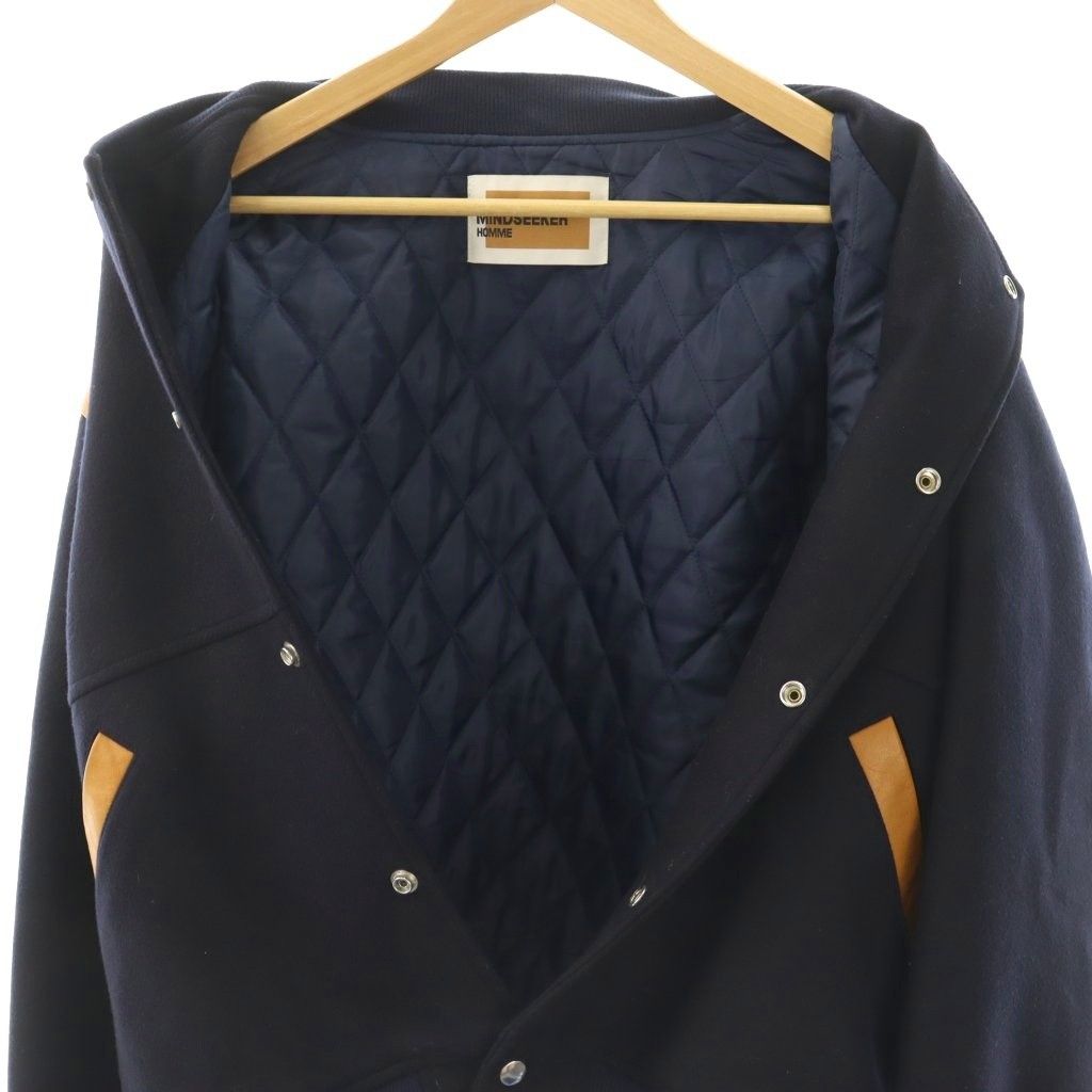 マインドシーカー HOMME メルトン×レザーブルゾン スタジャン 中綿 46
