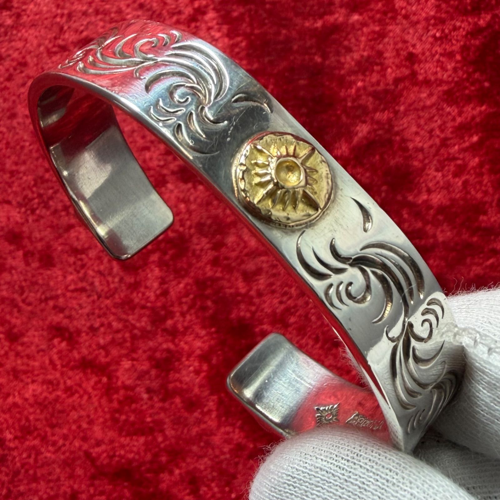美品 太陽神 バングル SILVER×K18 35.5g アリゾナフリーダム/ARIZONA