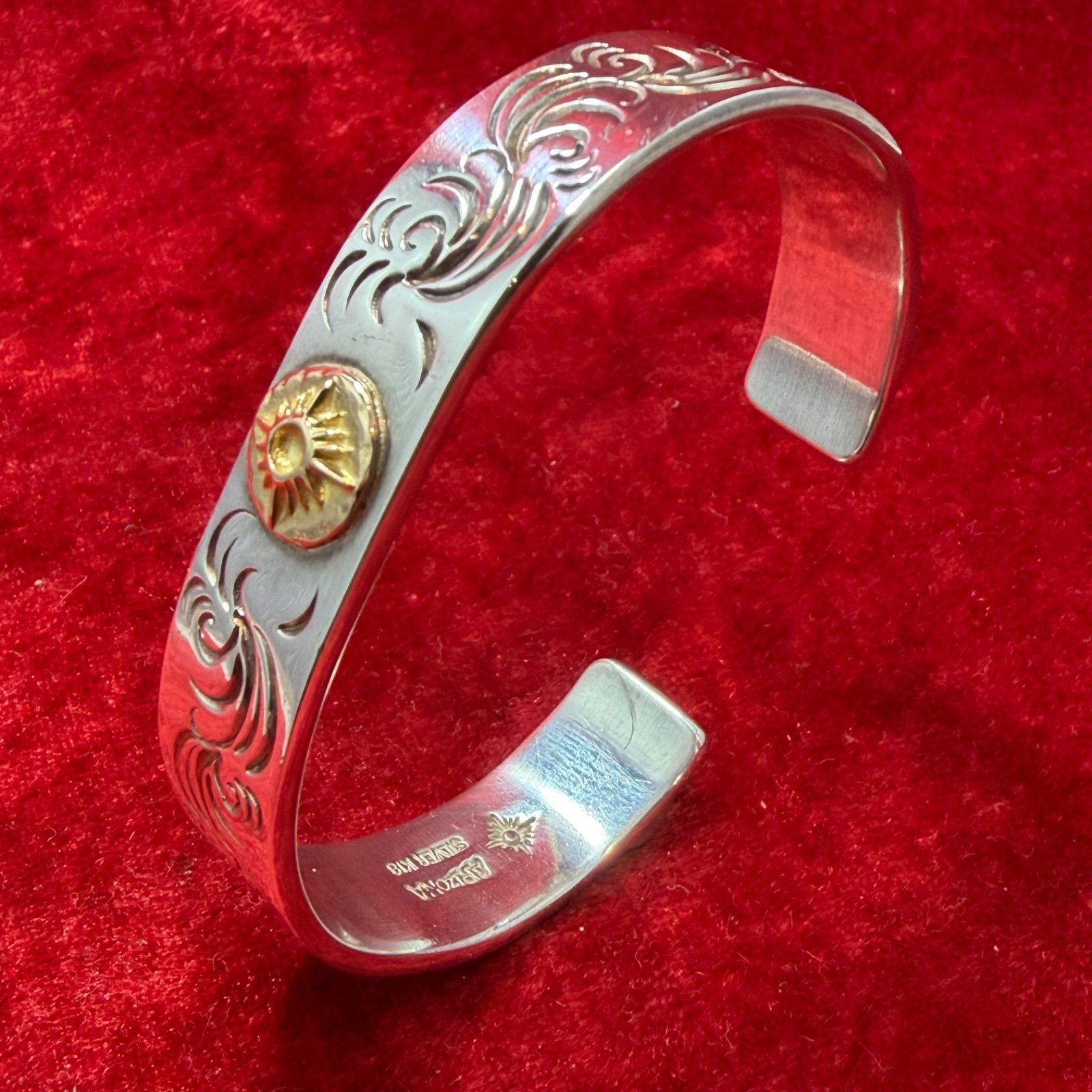 美品 太陽神 バングル SILVER×K18 35.5g アリゾナフリーダム/ARIZONA