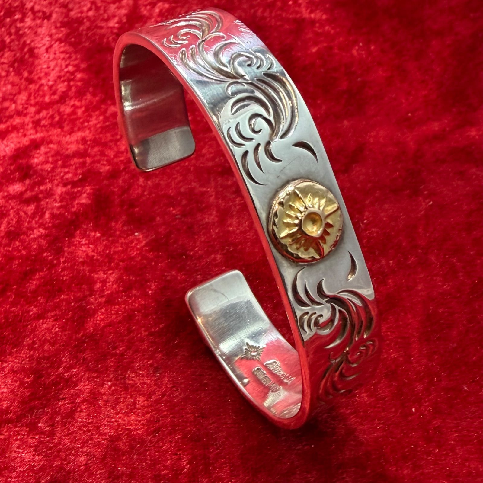 美品 太陽神 バングル SILVER×K18 35.5g アリゾナフリーダム/ARIZONA