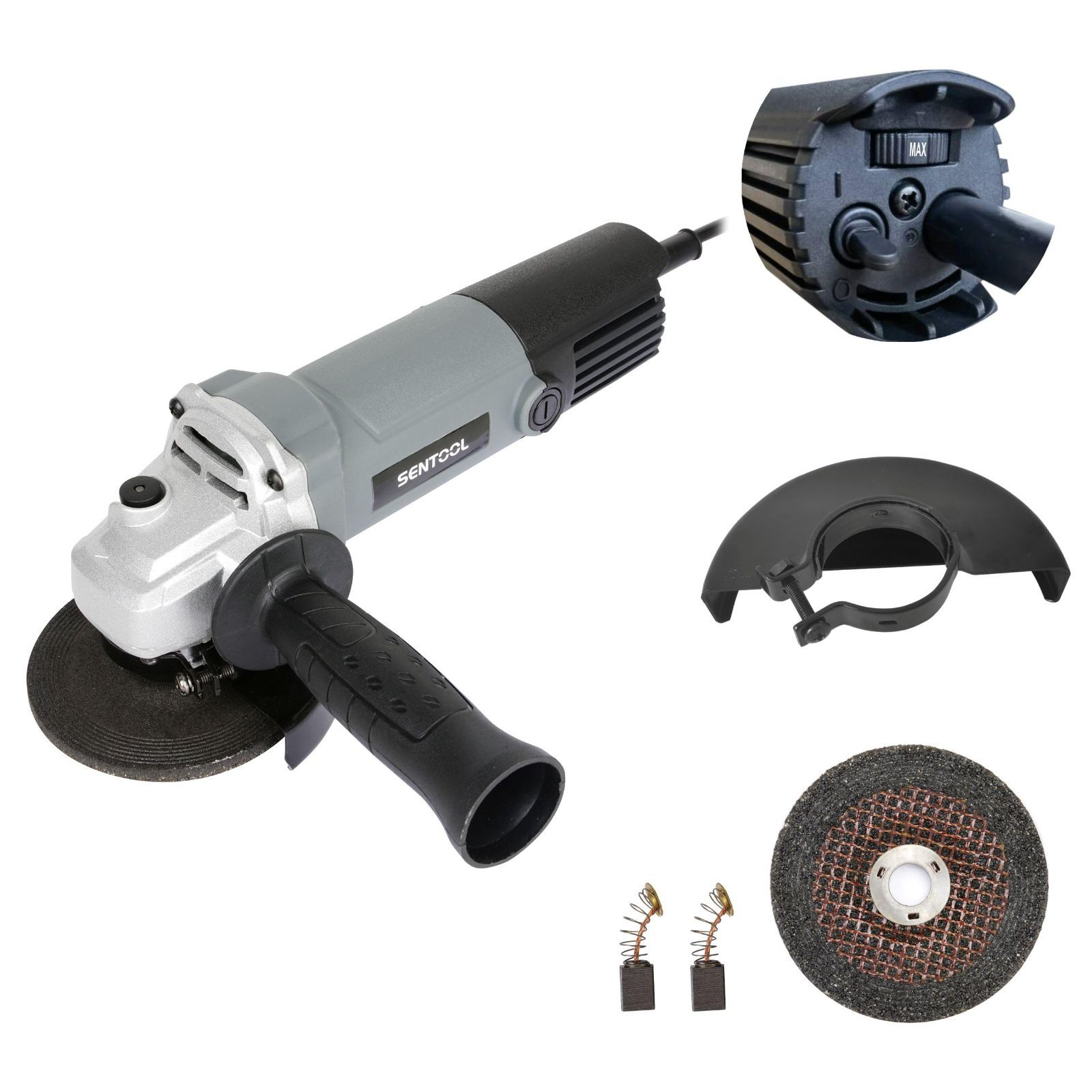 【在庫セール】穴径15mm ベビーサンダー オフセット砥石(研削用）2枚付属 600W 研磨工具 AC100V 1台で5役 アングルグラインダー 7段階調整 コード式 TDG100V 100mm 変速ディスクグラインダー (7段階変速+切断砥石カバー) SEN