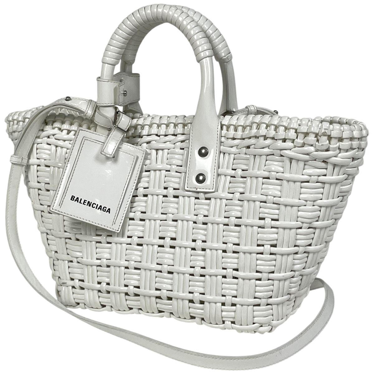 バレンシアガ BALENCIAGA ビストロ バスケット XS 2WAY エナメル 