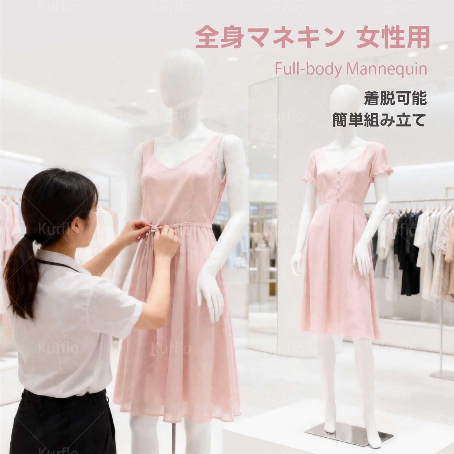 Kurflo マネキン 全身マネキン 女性用 177cm B84×W65×H89cm 肩幅41