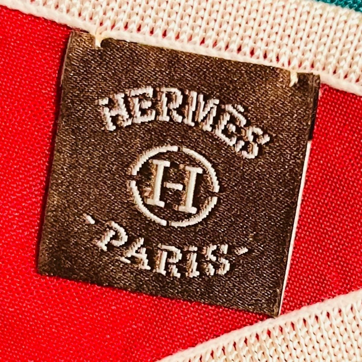HERMES エルメス トライアングルジェアン 三角 スカーフ レッド系 