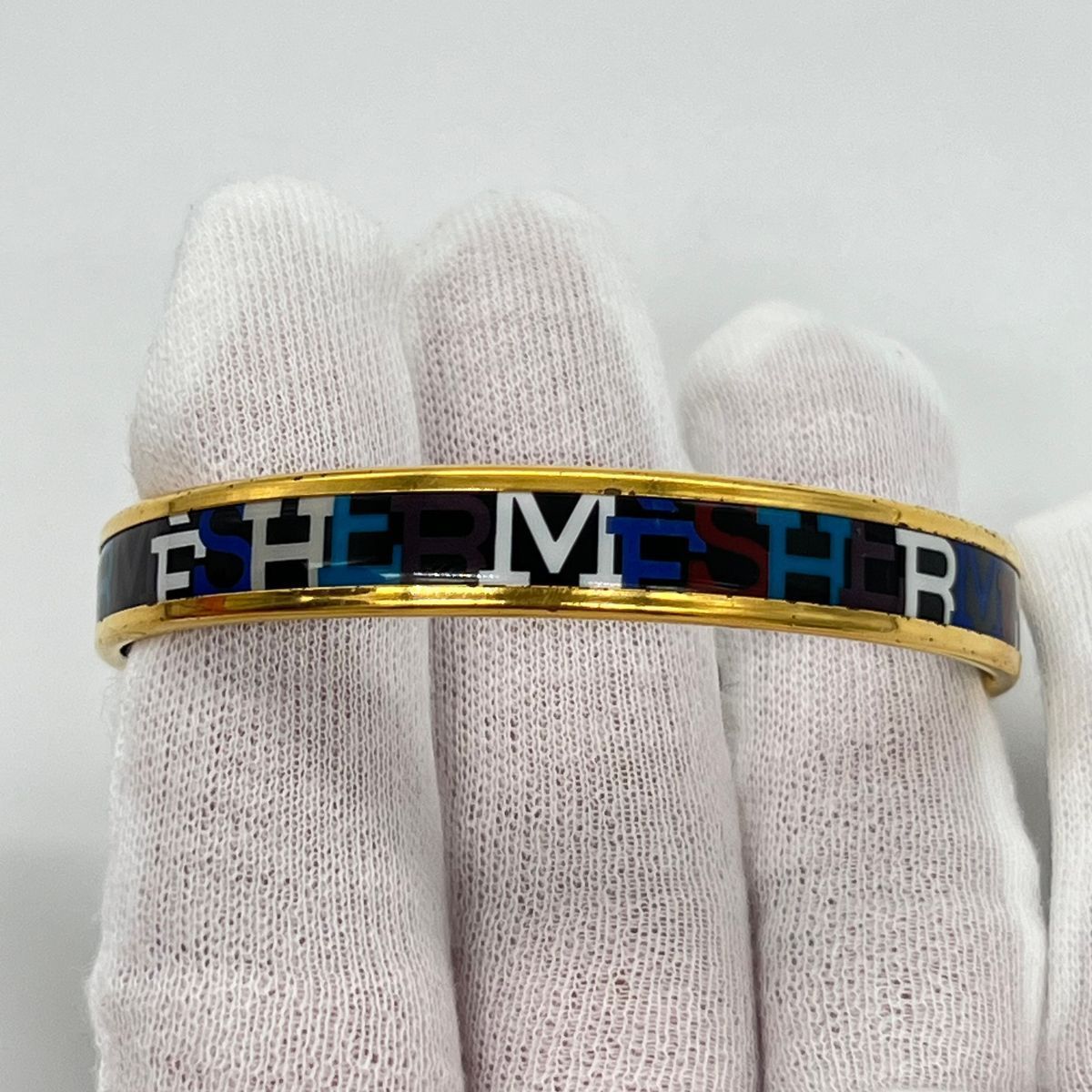 HERMES バングル ゴールド ブラック エルメス レザーバングル
