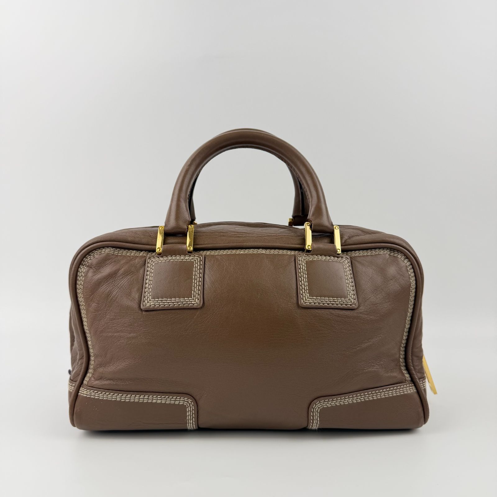 中古】LOEWE ロエベ アナグラム アマソナ28 ハンドバッグ ブラウン 