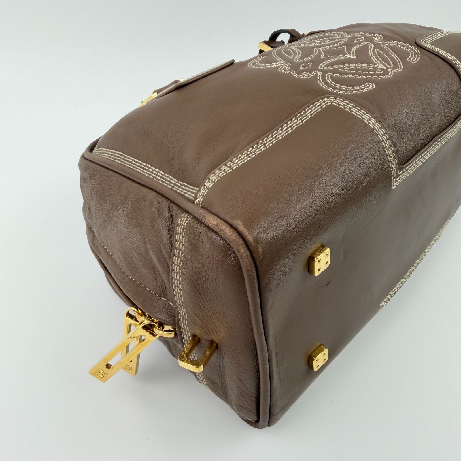 中古】LOEWE ロエベ アナグラム アマソナ28 ハンドバッグ ブラウン 